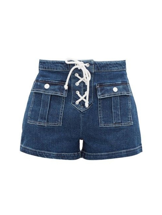 SOLID & STRIPED Pants - Solid & Striped Women's Lace-Up Blue Denim Shorts Sz 30